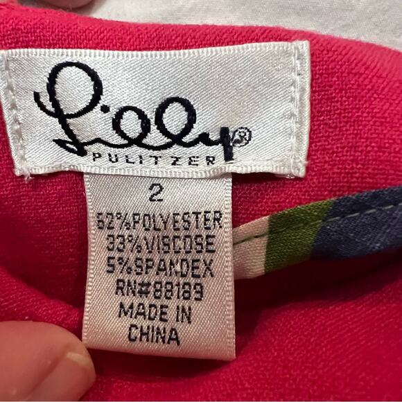 Lilly Pulitzer Pink Sheath Dress with Gold Button Accents sz 2 - Picture 3 of 11